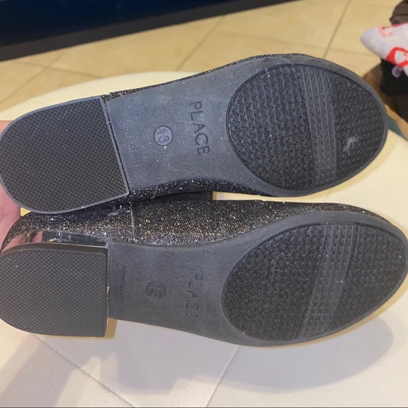 Black glitter kids girls boots booties shoes - Picture 3 of 10